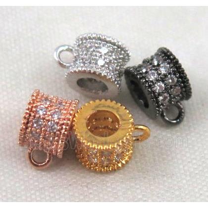 copper hanger bail pave zircon, mixed color