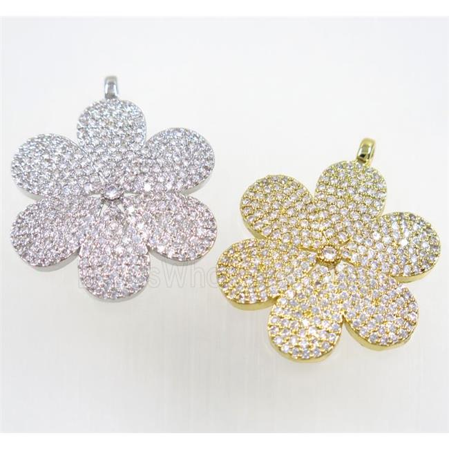copper flower pendant paved zircon, mix color