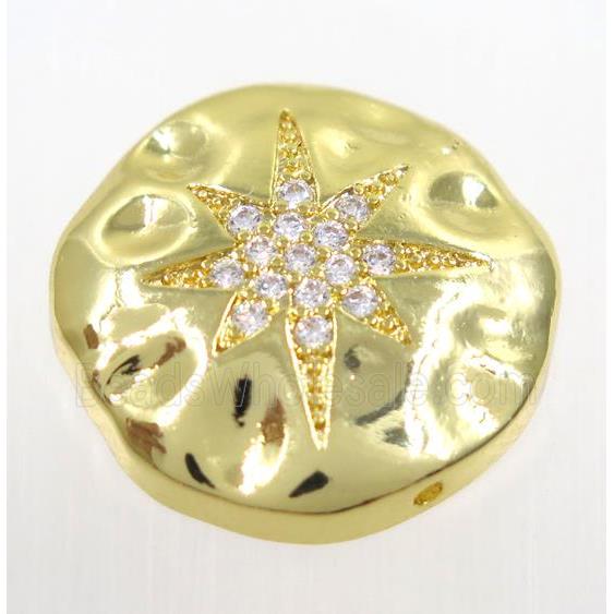 copper bead paved zircon with northStar, gold plated