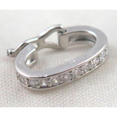 Zircon copper clasp, platinum plated