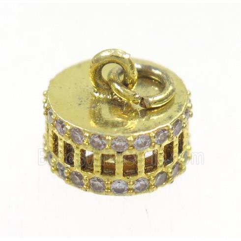 copper Colosseum pendant paved zircon, gold plated