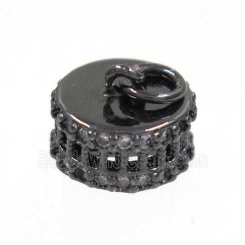 copper Colosseum pendant paved zircon, black plated