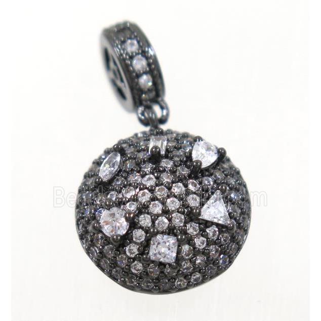 copper pendant paved zircon, black plated