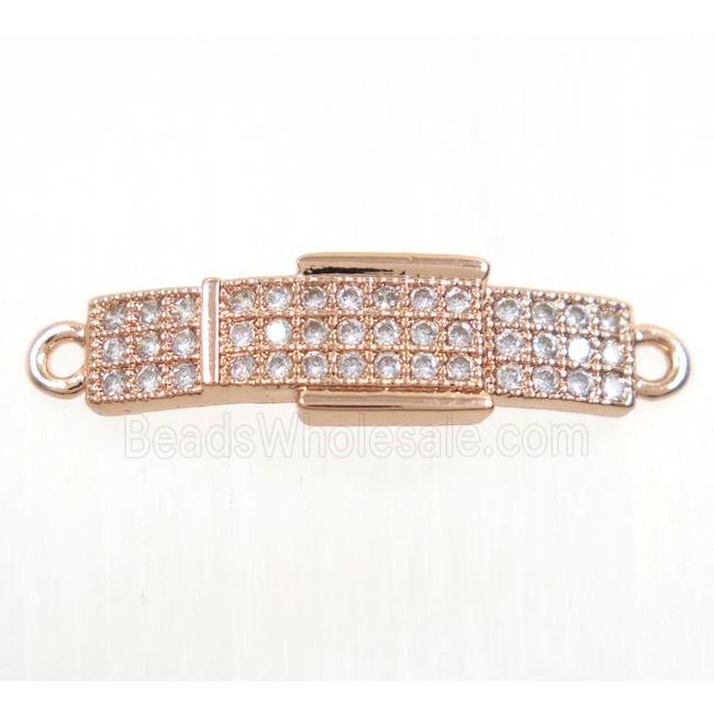 copper Buckle connector paved zircon, rose gold