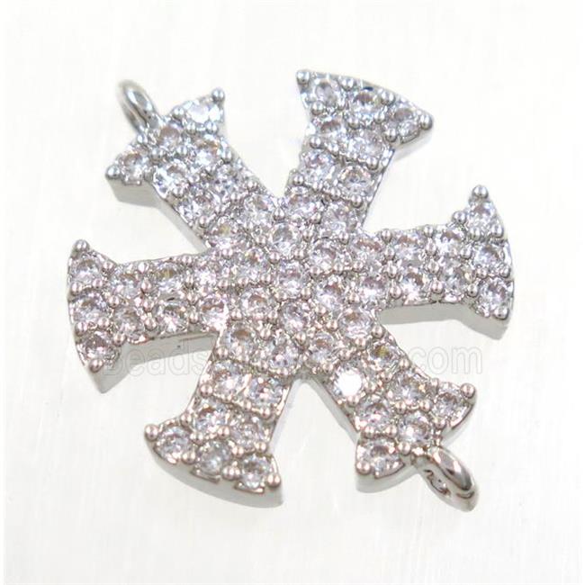 copper snowflake connector paved zircon, platinum plated