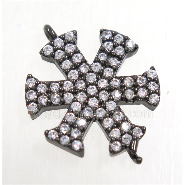 copper snowflake connector paved zircon, black plated