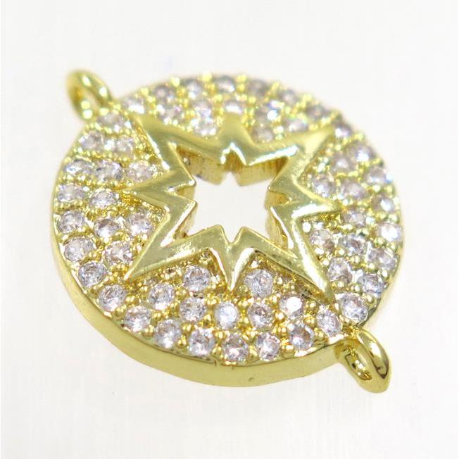 copper northstar connector paved zircon, gold plated
