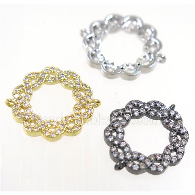 copper wreath connector paved zircon, mix color