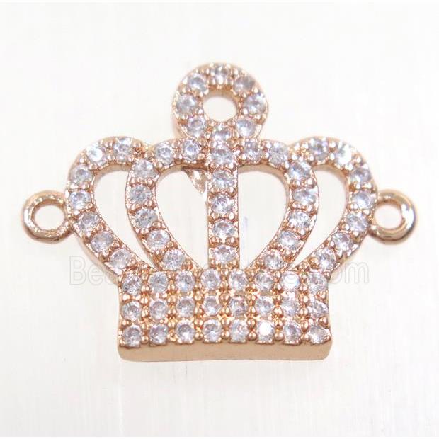 copper crown connector paved zircon, rose gold