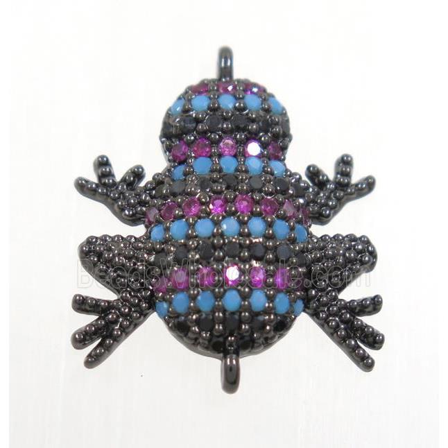 copper frog connector paved zircon, black plated