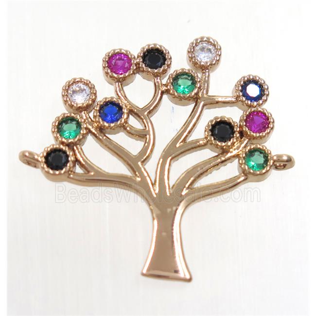 copper tree of life connector paved zircon, rose gold