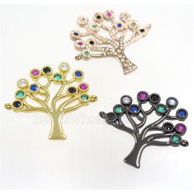 copper tree of life connector paved zircon, mix color