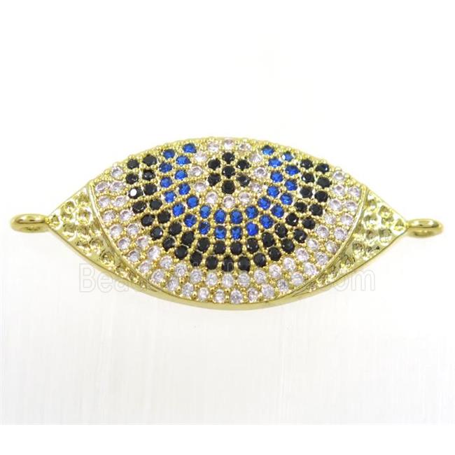 copper eye connector paved zircon, gold plated