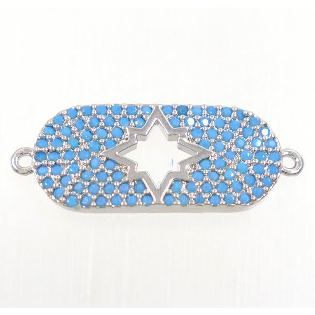 copper northstar connector paved zircon, turq, platinum plated