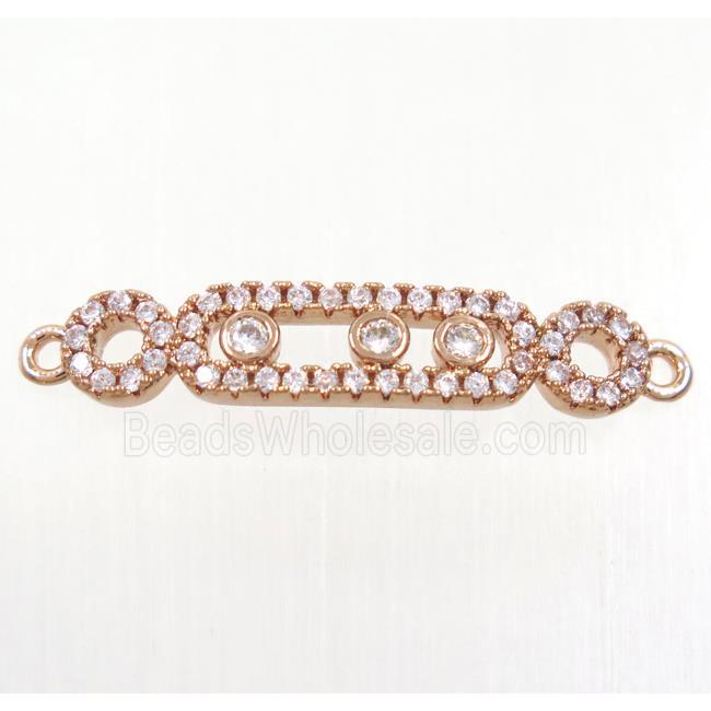 copper connector paved zircon, rose gold