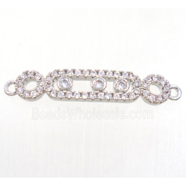 copper connector paved zircon, platinum plated