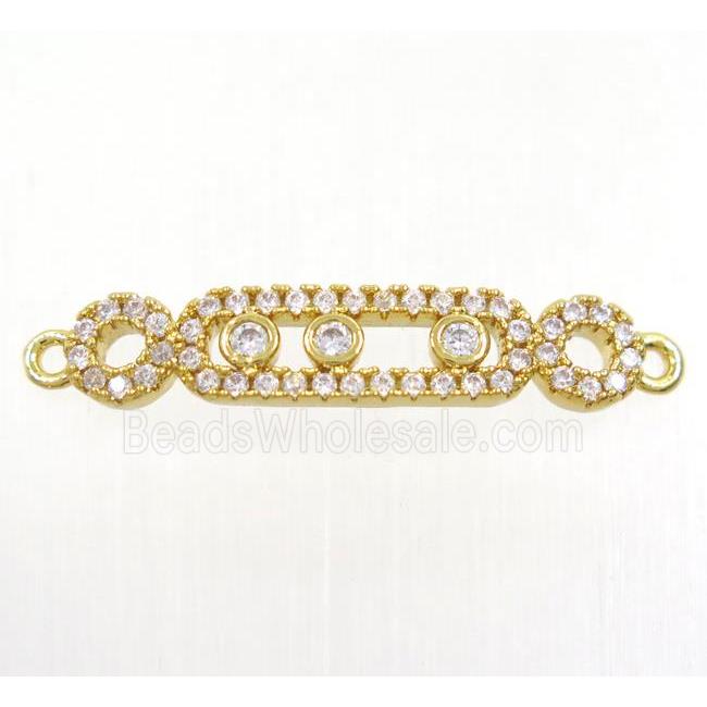 copper connector paved zircon, gold plated