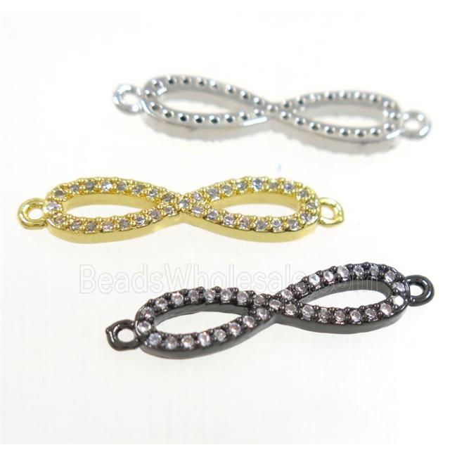 copper infinity connector paved zircon, mix color