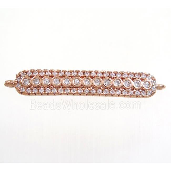 copper stick connector paved zircon, rose gold