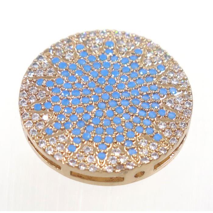 copper sun beads paved zircon, rose gold