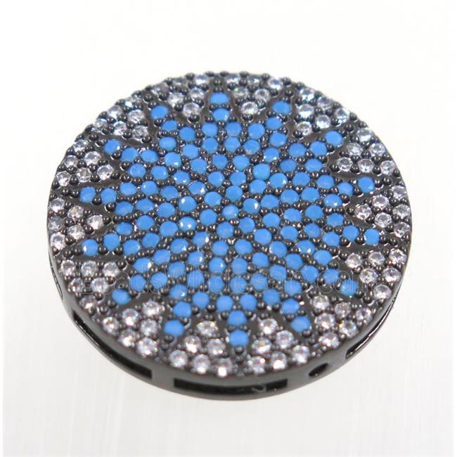copper sun beads paved zircon, black plated