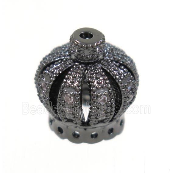 copper crown tassel bail paved zircon, black plated