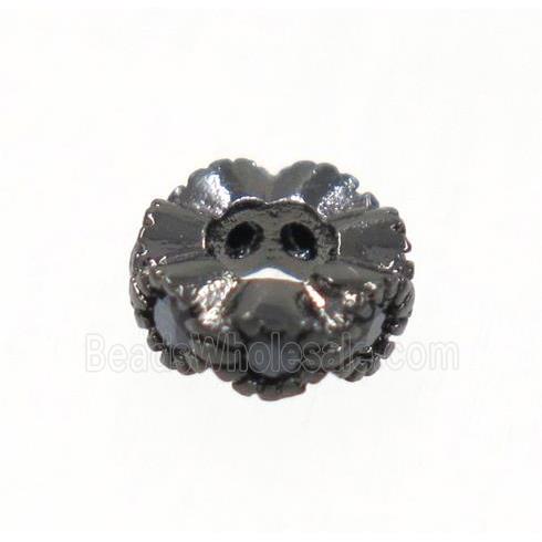 copper rondelle beads paved zircon, black plated