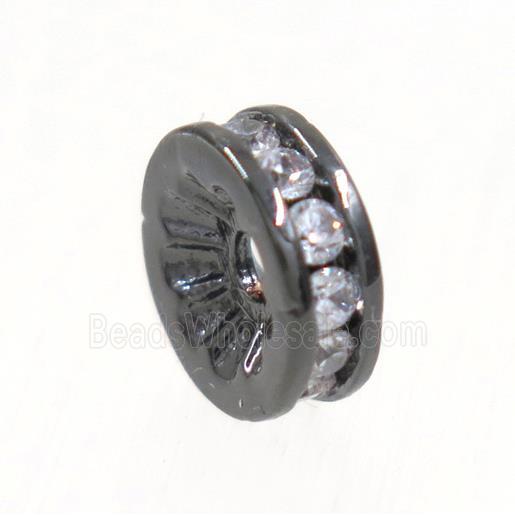 copper heishi beads paved zircon, black plated