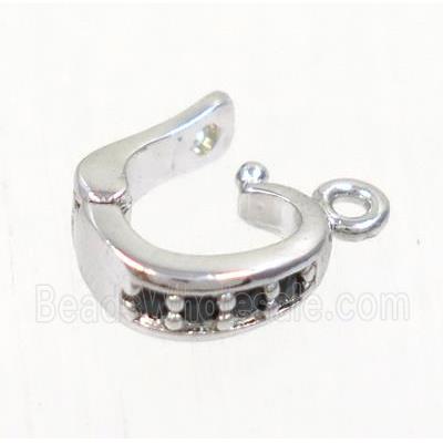 copper clasp paved zircon, platinum plated