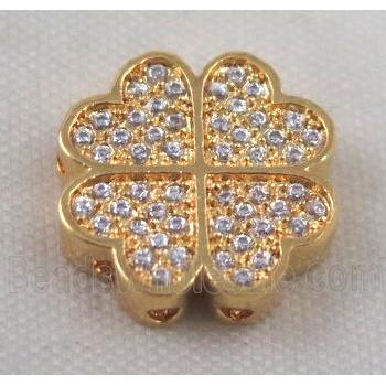 Zircon copper spacer bead, gold plated