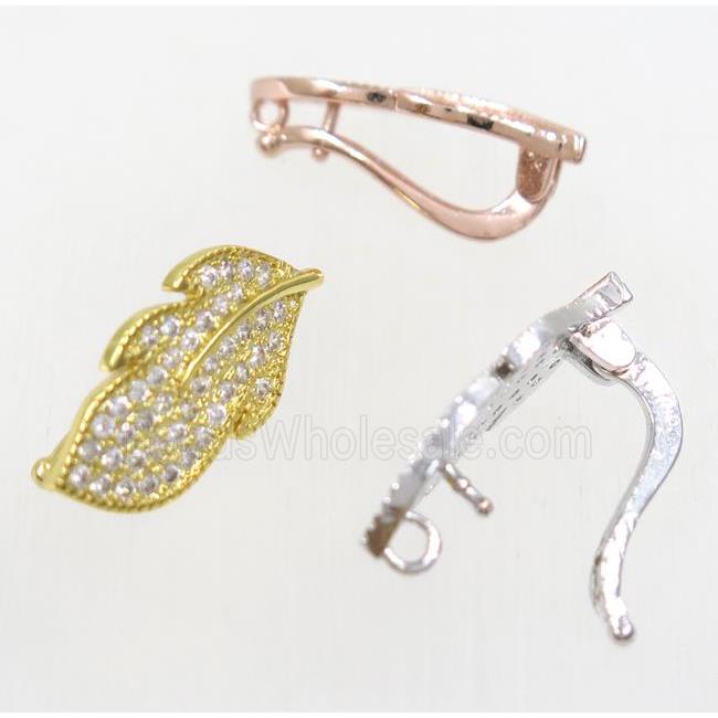 copper leaf clasp paved zircon, mix color