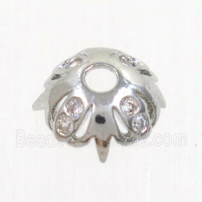 copper beadscap paved zircon, platinum plated