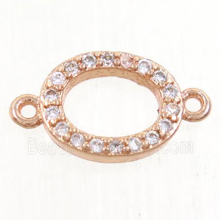 copper oval connector paved zircon, rose gold