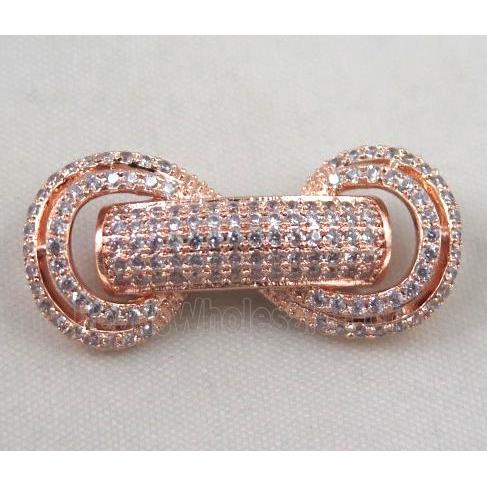 copper clasp paved zircon, rose gold plated