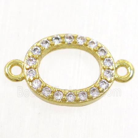 copper oval connector paved zircon, gold plated