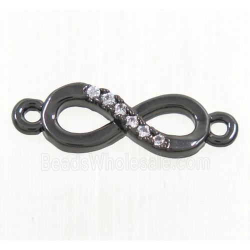 copper infinity connector paved zircon, black plated