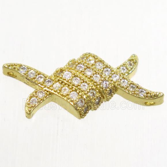 copper connector paved zircon, gold plated