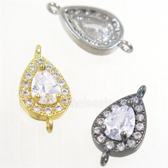 copper teardrop connector paved zircon, mix color