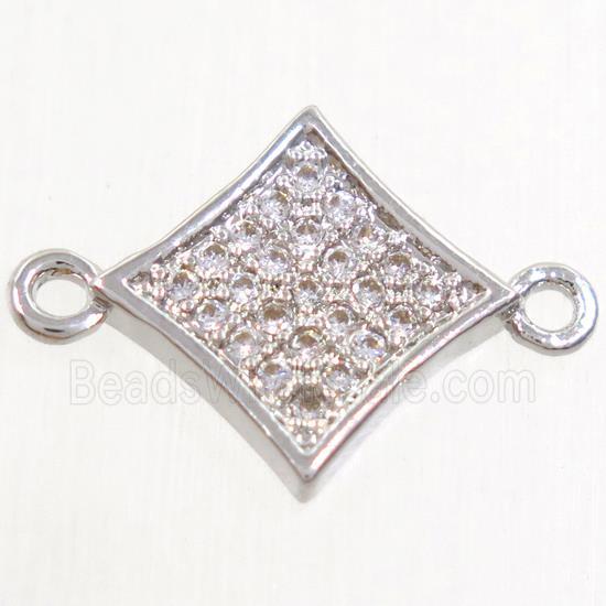 copper star connector paved zircon, platinum plated