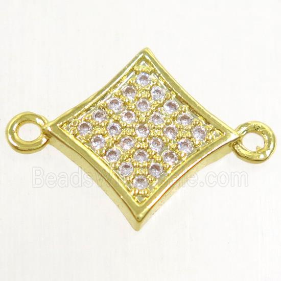 copper star connector paved zircon, gold plated