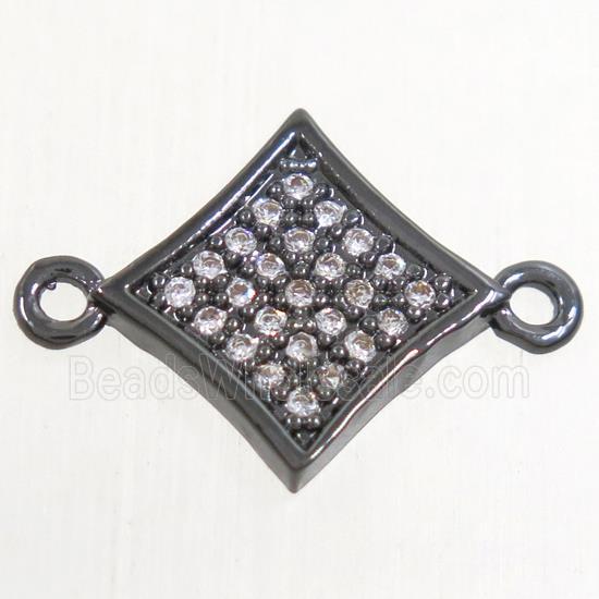 copper star connector paved zircon, black plated