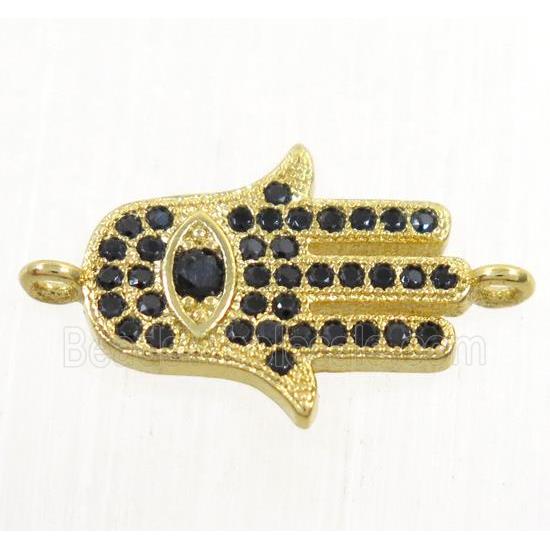 copper hamsahand connector paved zircon, rose gold