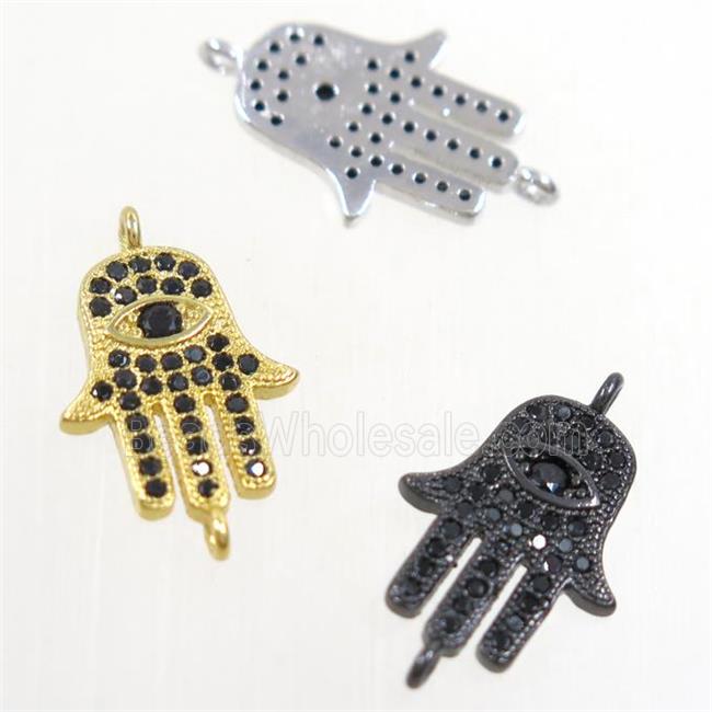 copper hamsahand connector paved zircon, mix color