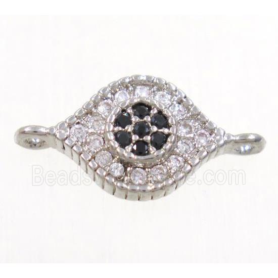 copper eye connector paved zircon, platinum plated