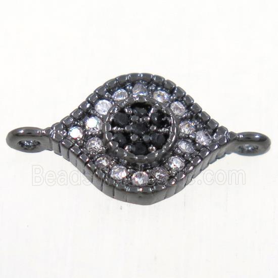 copper eye connector paved zircon, platinum plated