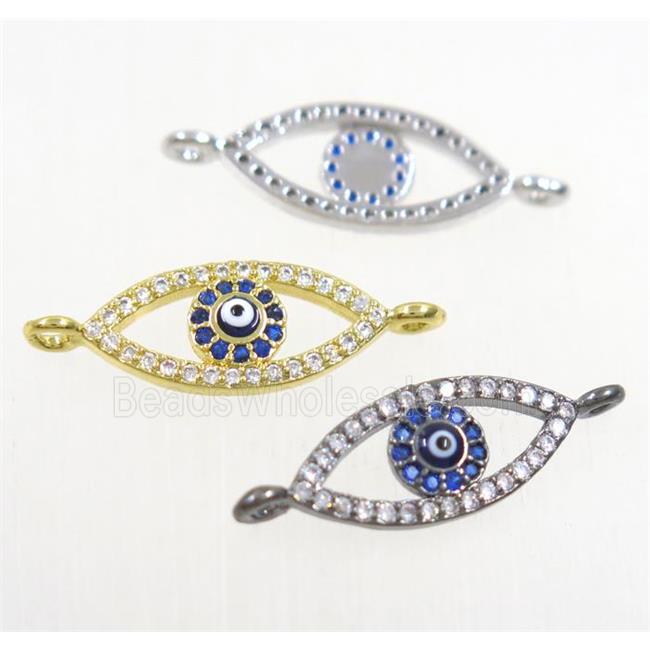 copper evil eye connector paved zircon, mix color