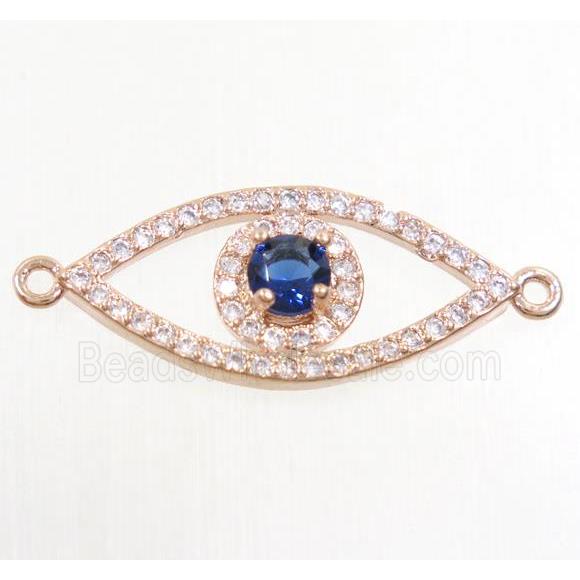 copper eye connector paved zircon, rose gold