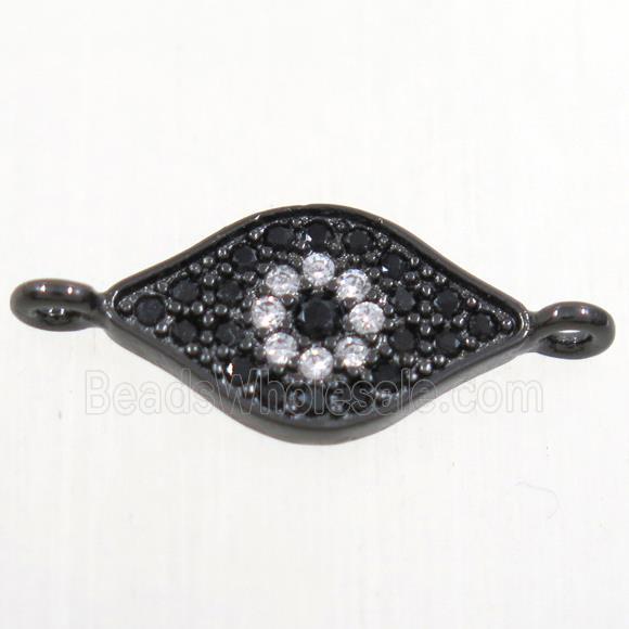 copper eye connector paved zircon, black plated