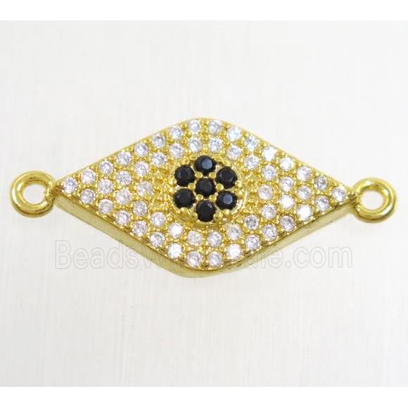 copper eye connector paved zircon, gold plated
