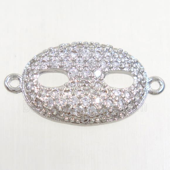 copper eyepatch connector paved zircon, platinum plated
